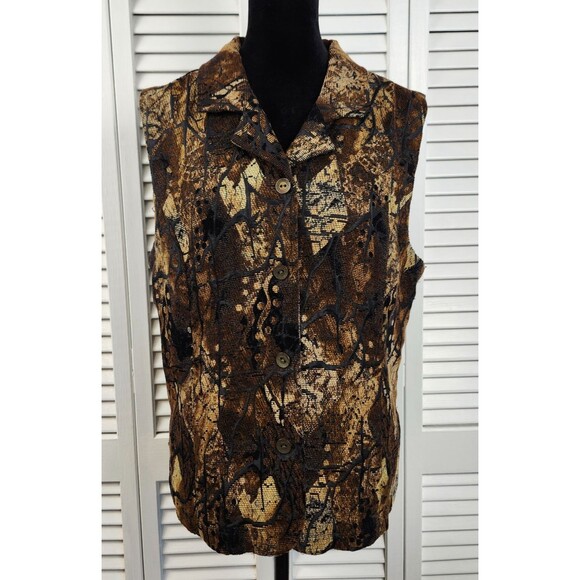 Christopher & Banks Brown Textured Button Front Vest XL - Picture 11 of 12